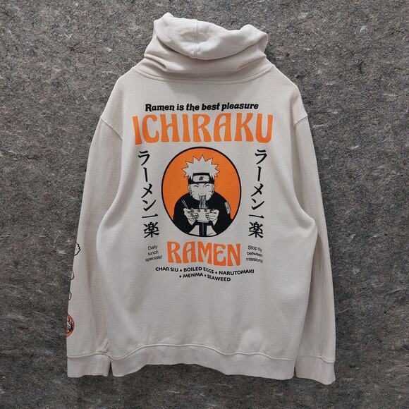 Naruto Shippuden Hoodie Men’s Large Cream Pullover Sweatshirt Anime Kidcore - Picture 2 of 7